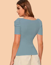 SQUARE NECK PUFF SLEEVE TEE
